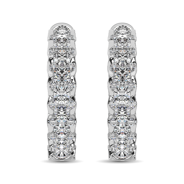 10K White Gold Diamond 1 Ct.Tw. Hoop Earrings