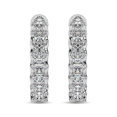 10K White Gold Diamond 1 Ct.Tw. Hoop Earrings