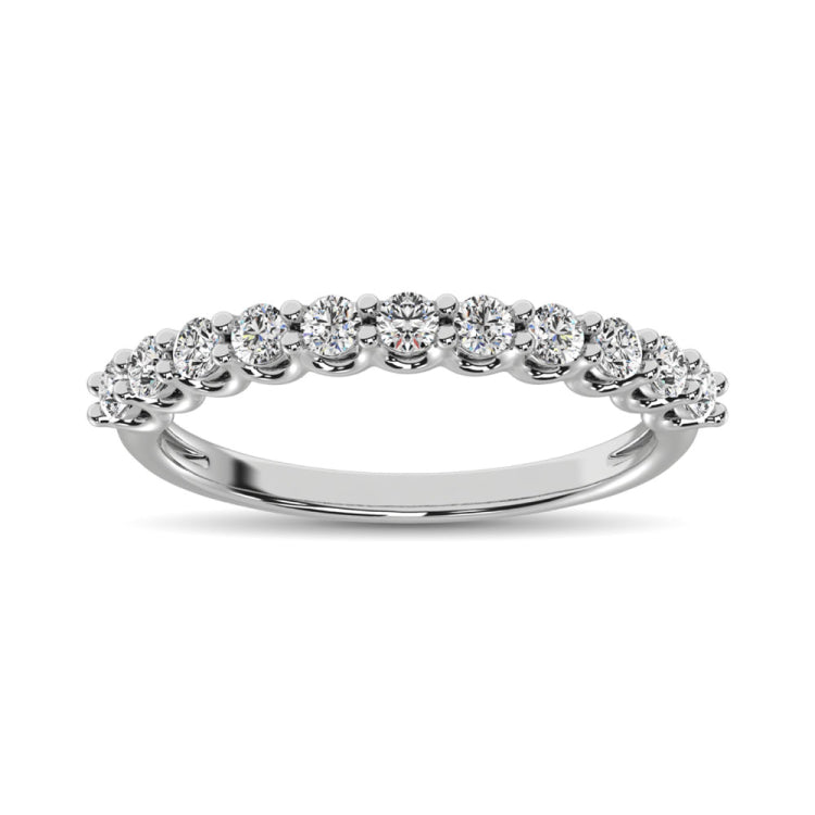 14K White Gold Diamond 1/2 Ct.Tw. 9 Stone Anniversary Band