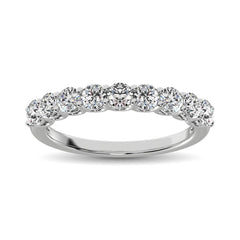 14K White Gold Diamond 1 Ct.Tw. 9 Stone Anniversary Band
