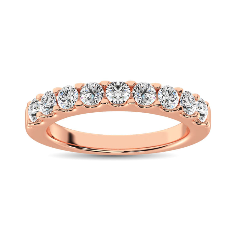 14K Rose Gold Diamond 3/4 Ct.Tw. 9 Stone Anniversary Band