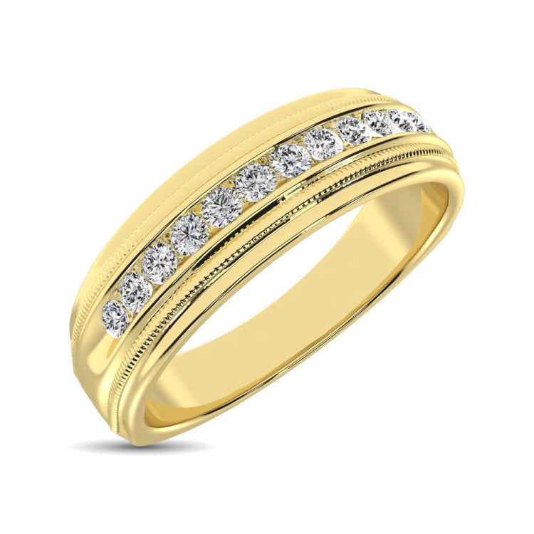 14K Yellow Gold Diamond 1/4 Ct.Tw. Men&apos;s Machine Band