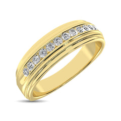14K Yellow Gold Diamond 1/4 Ct.Tw. Men&apos;s Machine Band