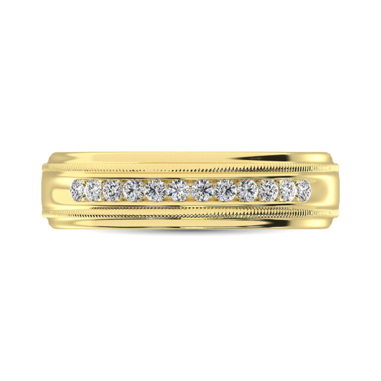 14K Yellow Gold Diamond 1/4 Ct.Tw. Men&apos;s Machine Band