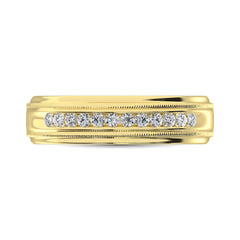 14K Yellow Gold Diamond 1/4 Ct.Tw. Men&apos;s Machine Band