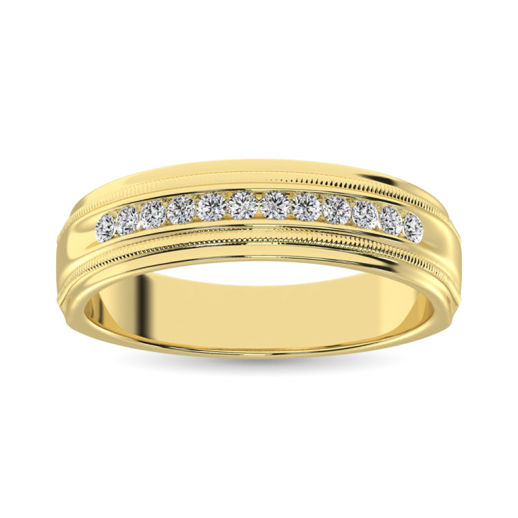 14K Yellow Gold Diamond 1/4 Ct.Tw. Men&apos;s Machine Band