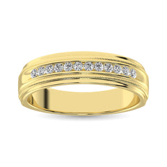 14K Yellow Gold Diamond 1/4 Ct.Tw. Men&apos;s Machine Band