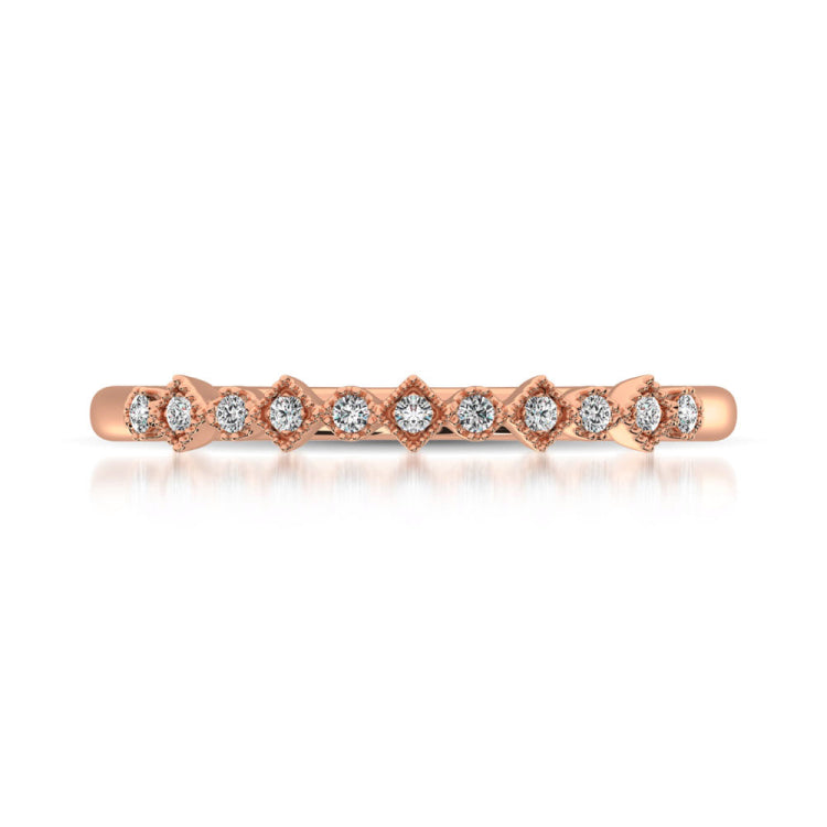 14K Rose Gold 1/20 Ctw Diamond Stackable Band