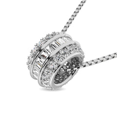 Diamond 1/4 Ct.Tw. Round and Baguette Fashion Pendant in 10K White Gold