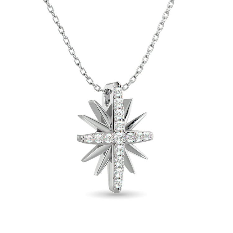 10KT WHITE GOLD 1/8CT TW DIAMOND PENDANT