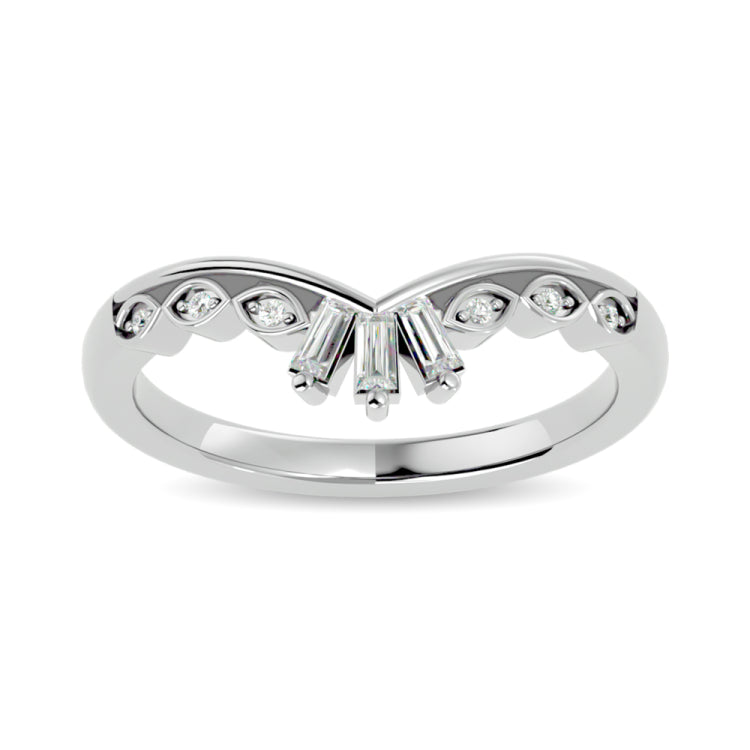 10KT WHITE GOLD 1/8CT TW DIAMOND CHEVRON BAND