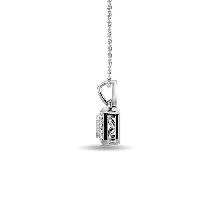 Diamond 1/8 Ct.Tw. Round and Baguette Fashion Pendant in 10K White Gold