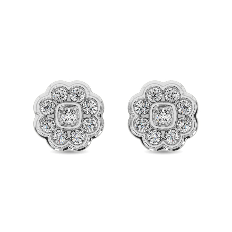 Diamond 2/5 ct tw Flower Earrings in 10K White Gold