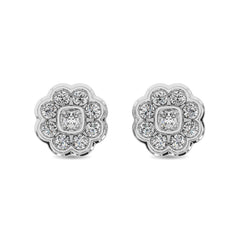 Diamond 2/5 ct tw Flower Earrings in 10K White Gold