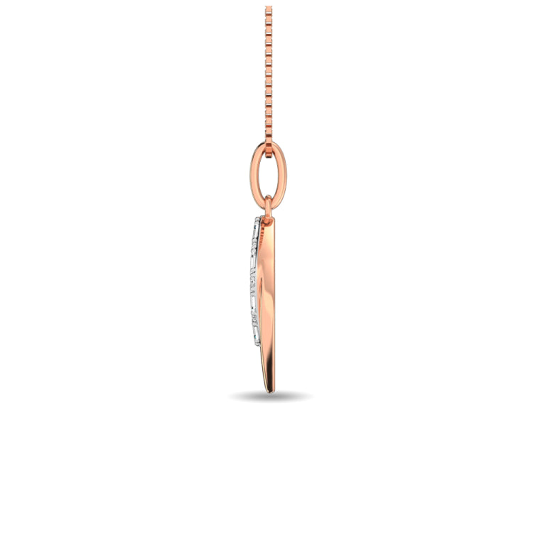 Diamond 1/8 Ct.Tw. Round and Baguette Fashion Pendant in 14K Two Tone Gold
