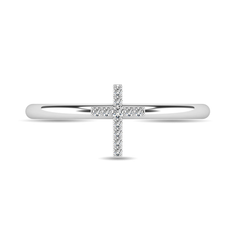 Diamond 1/20 ct tw Cross Ring in 10K White Gold