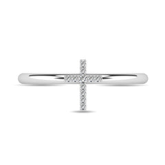 Diamond 1/20 ct tw Cross Ring in 10K White Gold