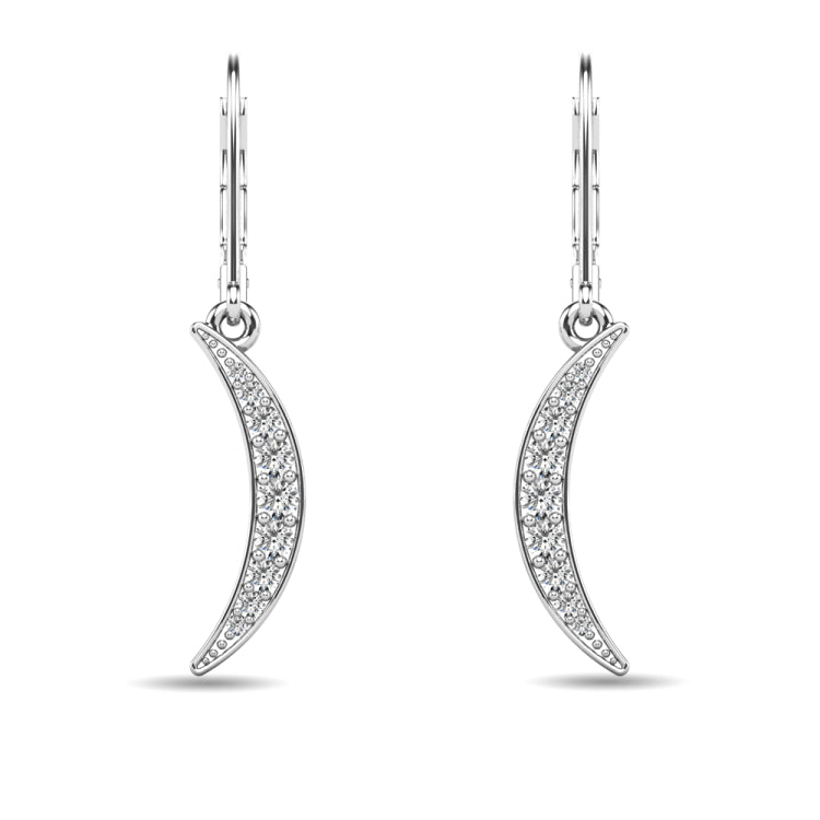 Diamond 1/6 ct tw Cresent Earrings in 10K White Gold
