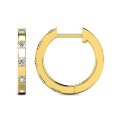 Diamond 1/10 ct tw Hoop Earrings in 10K Yellow Gold