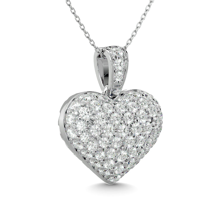 Diamond 2 ct tw Heart Pendant in 10K White Gold
