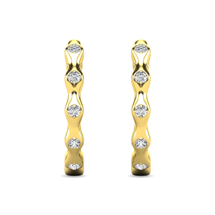 Diamond 1/10 ct tw Hoop Earrings in 10K Yellow Gold