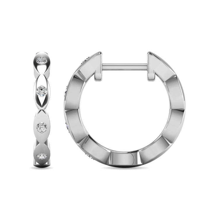 Diamond 1/10 ct tw Hoop Earrings in 10K White Gold
