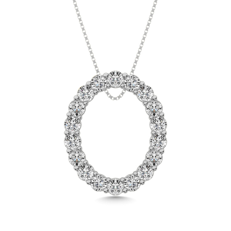 Diamond 1 1/2 ct tw Oval Shape Pendant in 14K White Gold