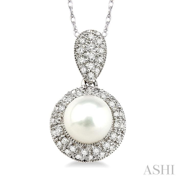 Pearl & Halo Diamond Pendant