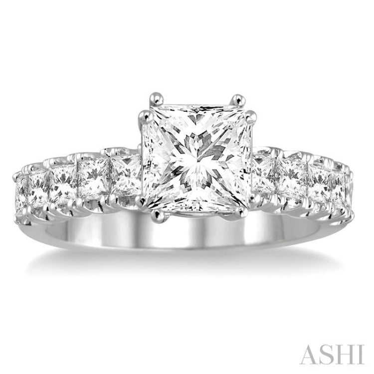 Princess Shape Semi-Mount Diamond Engagement Ring