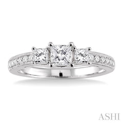 Princess Shape Past Present & Future Diamond Engagement Ring