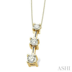 Round Shape Past Present & Future Diamond Pendant