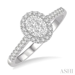 Oval Shape Halo Lovebright Essential Diamond Engagement Ring