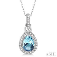 Pear Shape Gemstone & Halo Diamond Pendant