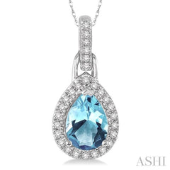 Pear Shape Gemstone & Halo Diamond Pendant