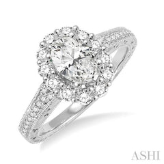 Oval Shape Halo Diamond Engagement Ring