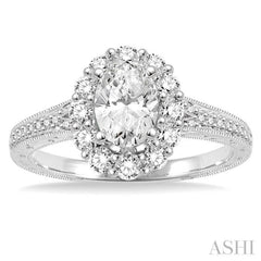 Oval Shape Halo Diamond Engagement Ring