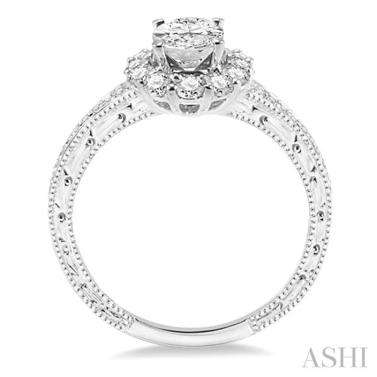 Oval Shape Halo Diamond Engagement Ring