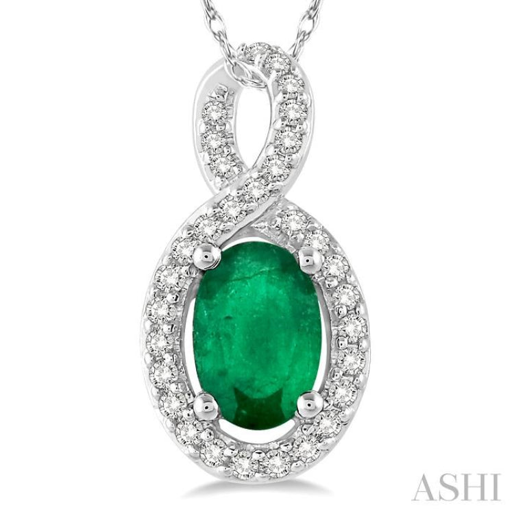 Oval Shape Gemstone & Halo Diamond Pendant