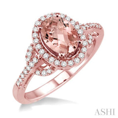 Oval Shape Gemstone & Halo Diamond Ring
