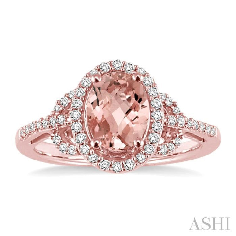 Oval Shape Gemstone & Halo Diamond Ring
