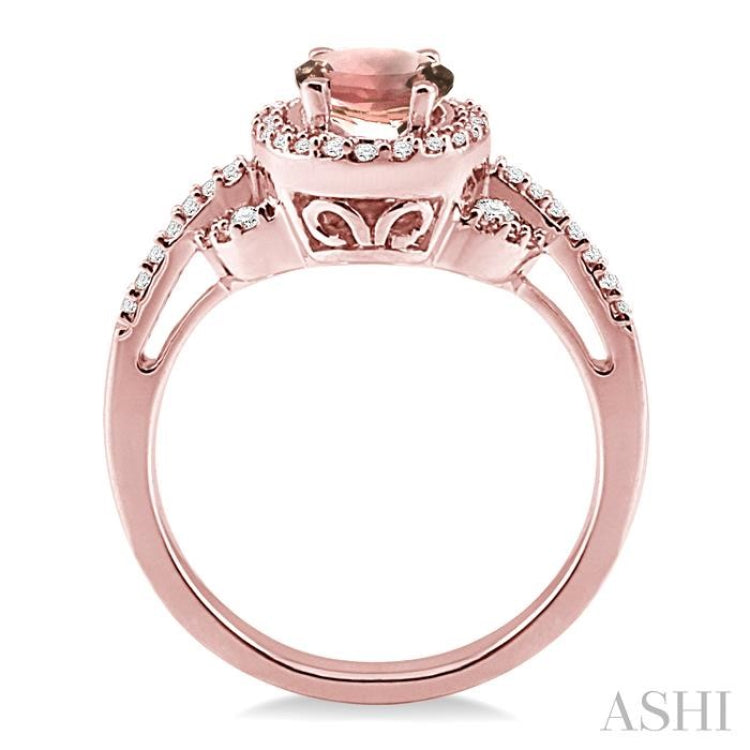 Oval Shape Gemstone & Halo Diamond Ring