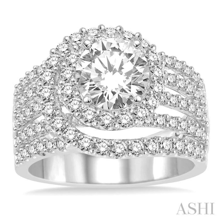 Round Shape Semi-Mount Halo Diamond Engagement Ring