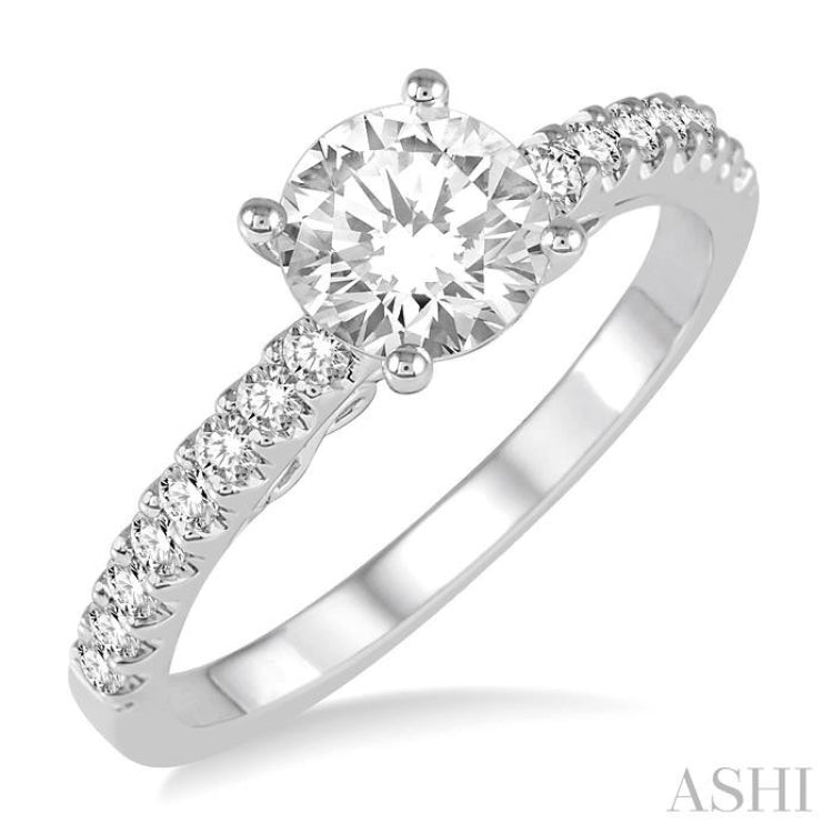 Round Shape Semi-Mount Diamond Engagement Ring