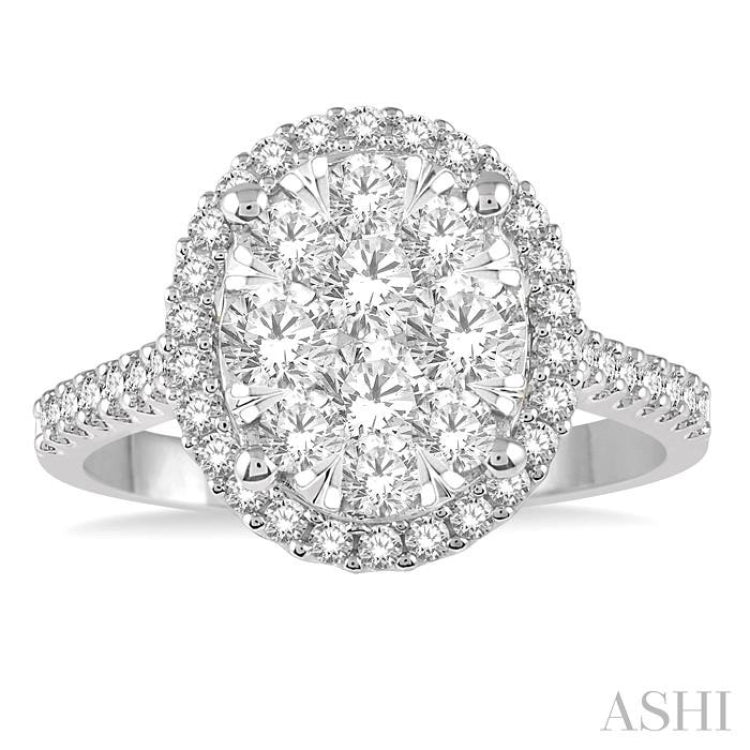 Oval Shape Halo Lovebright Essential Diamond Engagement Ring