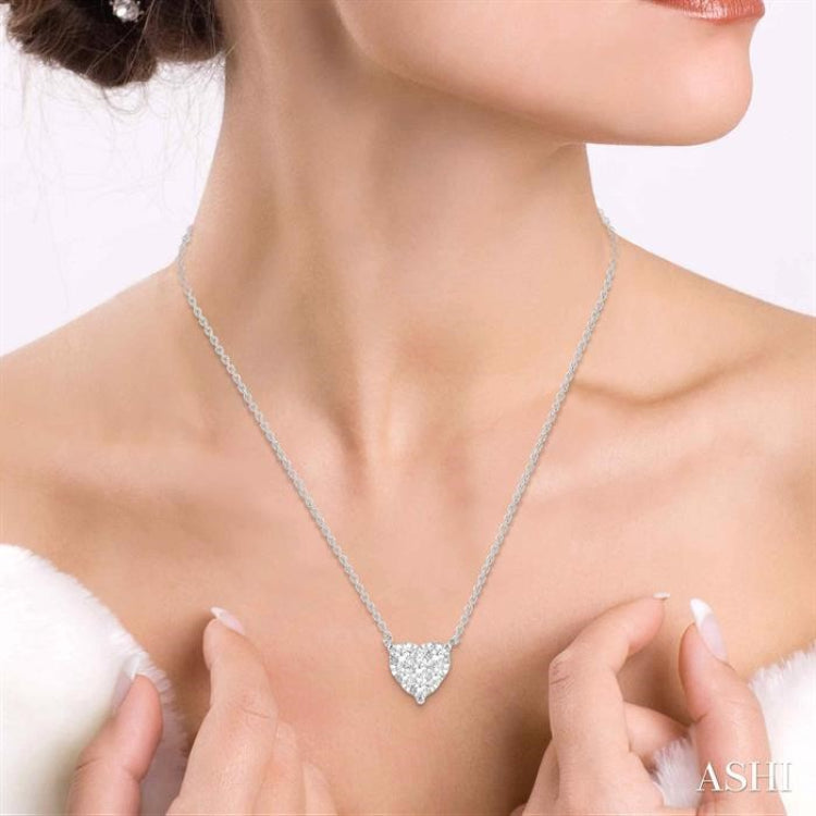 3/4 Ctw Lovebright Diamond Heart Pendant With Chain in 14K White Gold