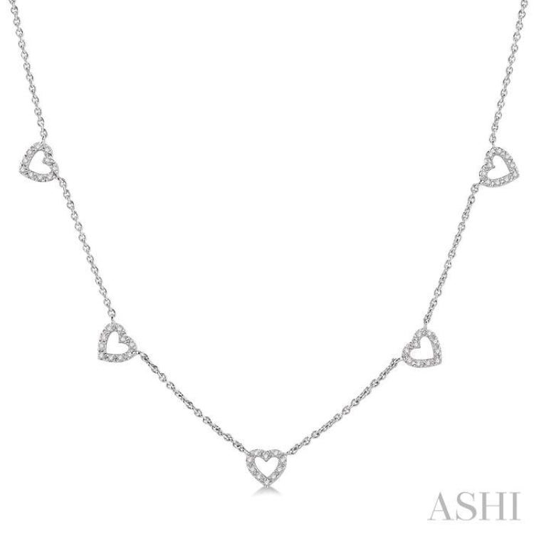 Heart Shape Diamond Station Necklace