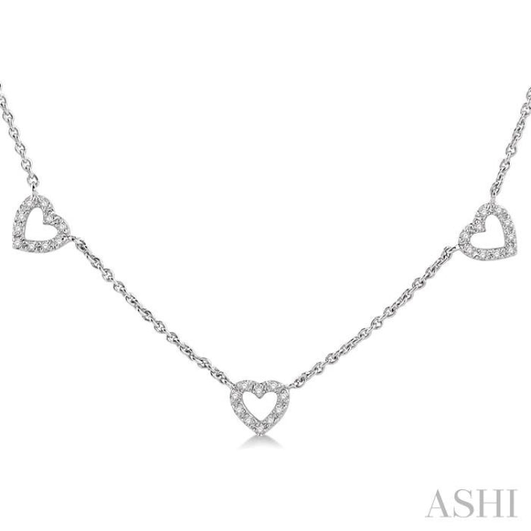 Heart Shape Diamond Station Necklace