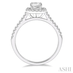 Princess Shape Semi-Mount Halo Diamond Engagement Ring