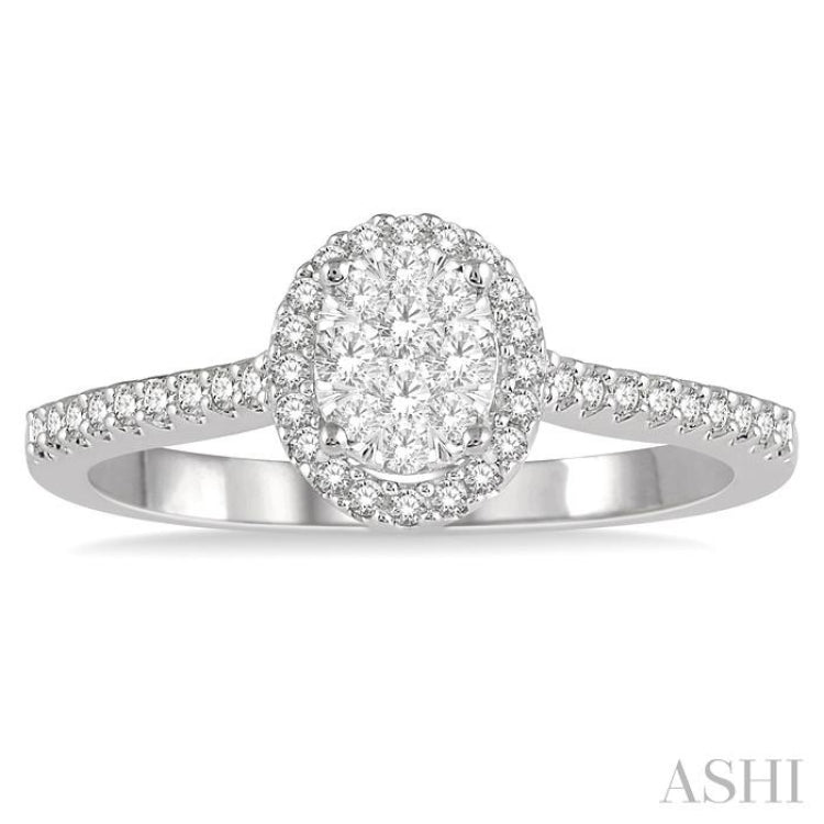 Oval Shape Halo Lovebright Essential Diamond Engagement Ring