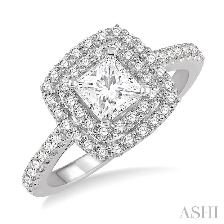 Princess Shape Halo Diamond Engagement Ring